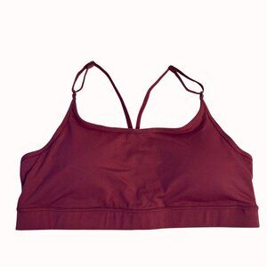 Ideology Womens Sports Bra Size L Burgundy Strappy Back Casual Workout Athleisur